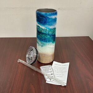 Oceanic Glitter Tumbler with Lid NWT